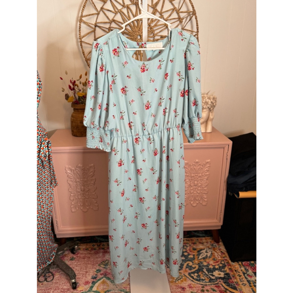 Women's Superfox Floral Dress Size L Blue‎